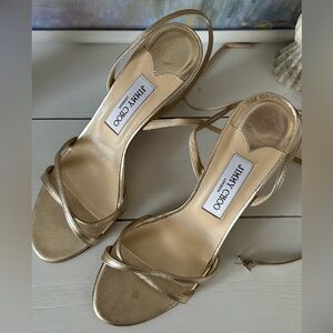 Jimmy choo Nappa Gold Strappy Heeled Sandals